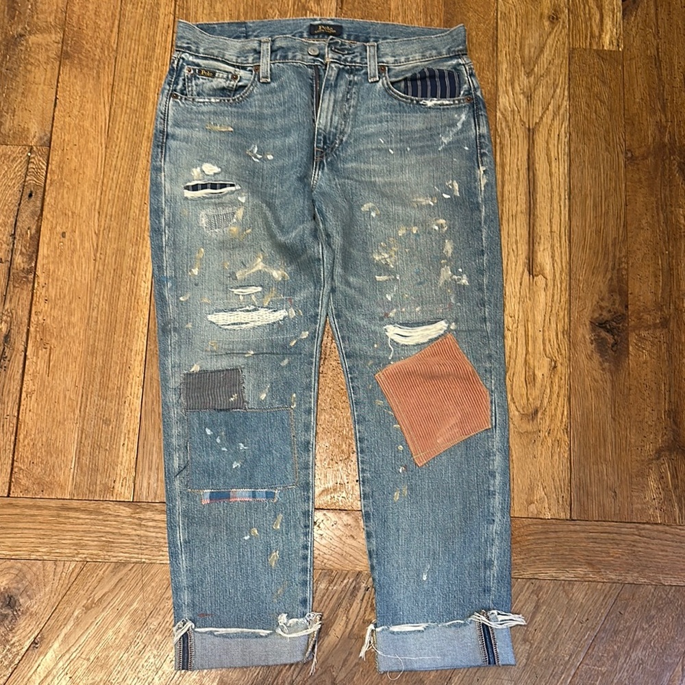 Polo by Ralph Lauren Blue Boyfriend Jeans with Vintage Distressing